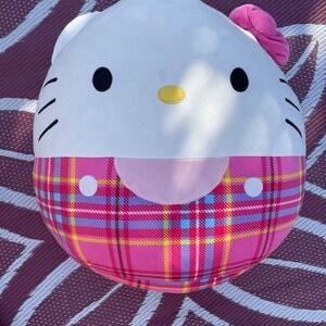 Squishmallows 20" Hello Kitty Pink Plaid Plush Sanrio  RARE